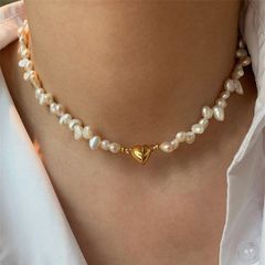 Vòng Cổ Ngọc Trai Baroque Tự Nhiên Mặt Khoá Tim Đáng Yêu MADAME HIEN PEARLS Cho Nữ CB046