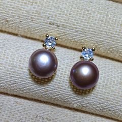 Bông Tai Bạc 925 Mạ Tối Giản Minimalist Đính Đá và Ngọc Trai Tự Nhiên MADAME HIEN PEARLS Thời Trang BTN015