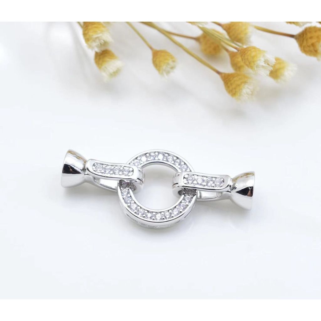Khóa Cài Mặt Dây Chuyền Dây Tay Kẹp Nối Mạ Vàng 14k Mặt Tròn Dây Kẹp Đính Đá MADAME HIEN PEARLS