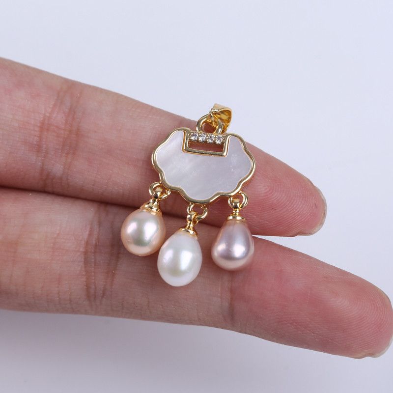 Vòng Cổ Ngọc Trai Tự Nhiên Mặt Đám Mây Trung Hoa Khảm Xà Cừ Vỏ Ốc Đáng Yêu MADAME HIEN PEARLS Cho Nữ MG033