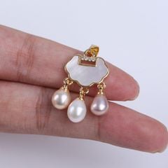 Vòng Cổ Ngọc Trai Tự Nhiên Mặt Đám Mây Trung Hoa Khảm Xà Cừ Vỏ Ốc Đáng Yêu MADAME HIEN PEARLS Cho Nữ MG033