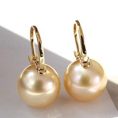Bông Tai Bạc s925 Mạ Vàng Ý Đính Ngọc Trai 11mm Hạt Tròn Đẹp Grade AAA Mặt Khung U MADAME HIEN PEARLS BMVBTT013