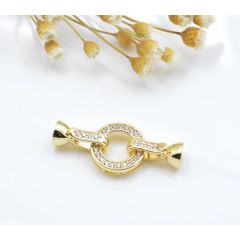 Khóa Cài Mặt Dây Chuyền Dây Tay Kẹp Nối Mạ Vàng 14k Mặt Tròn Dây Kẹp Đính Đá MADAME HIEN PEARLS