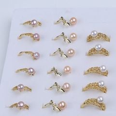 Nhẫn Hình Nút Ngọc Trai Tự Nhiên Hình Nơ Freesize NN031H