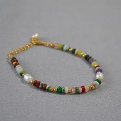 Vòng Tay Ngọc Trai Tự Nhiên Phối Đá Đa Sắc Màu Bohemian Boho MADAME HIEN PEARLS Cho Con Gái Yêu VTG023