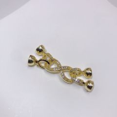 Khóa Cài Mặt Dây Chuyền Đôi 2 Dây Mặt Số 8 Vô Cực Cẩn Đá Zircon Mạ Vàng 14K MADAME HIEN PEARLS PKKC016