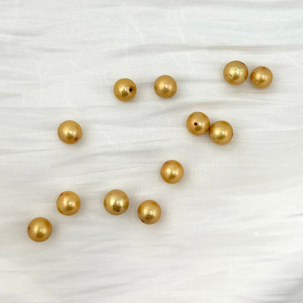 Hạt Ngọc Trai Màu Vàng Tự Nhiên 8mm Tì Nhẹ Dùng Làm Đồ Trang Sức Thủ Công MADAME HIEN PEARLS HT005