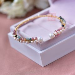 Vòng Tay Xoắn Handmade Đính Ngọc Trai Tự Nhiên Phối Đá Đa Sắc MADAME HIEN PEARLS Đáng Yêu VTB029
