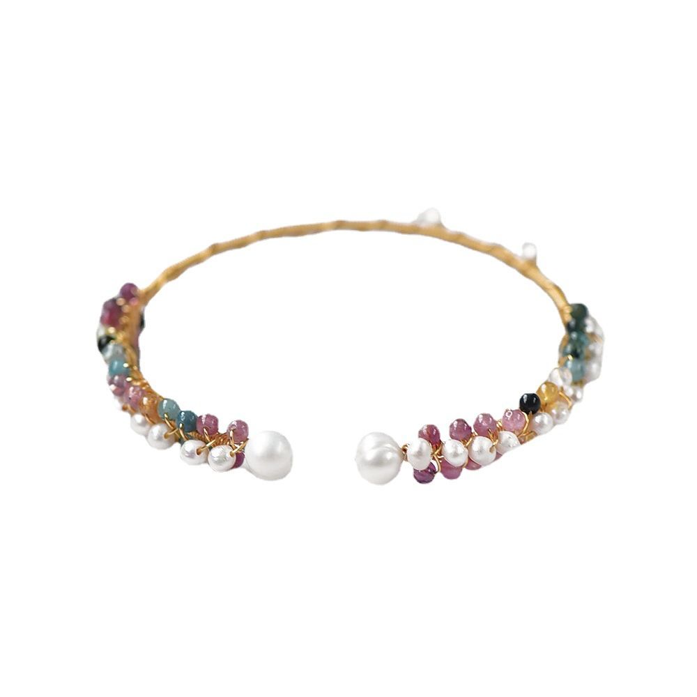 Vòng Tay Xoắn Handmade Đính Ngọc Trai Tự Nhiên Phối Đá Đa Sắc MADAME HIEN PEARLS Đáng Yêu VTB029