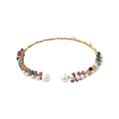 Vòng Tay Xoắn Handmade Đính Ngọc Trai Tự Nhiên Phối Đá Đa Sắc MADAME HIEN PEARLS Đáng Yêu VTB029