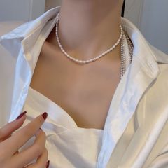 Vòng Cổ choker Đính Ngọc Trai Nuôi Hạt Gạo Tự Nhiên Thời Trang CG004