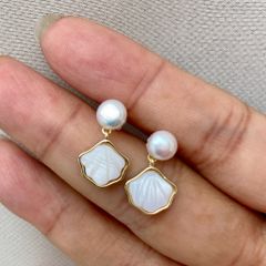Bông Tai Ngọc Trai Nước Ngọt Sò Biển MADAME HIEN PEARLS Tươi Mới Cho Nữ BTN001