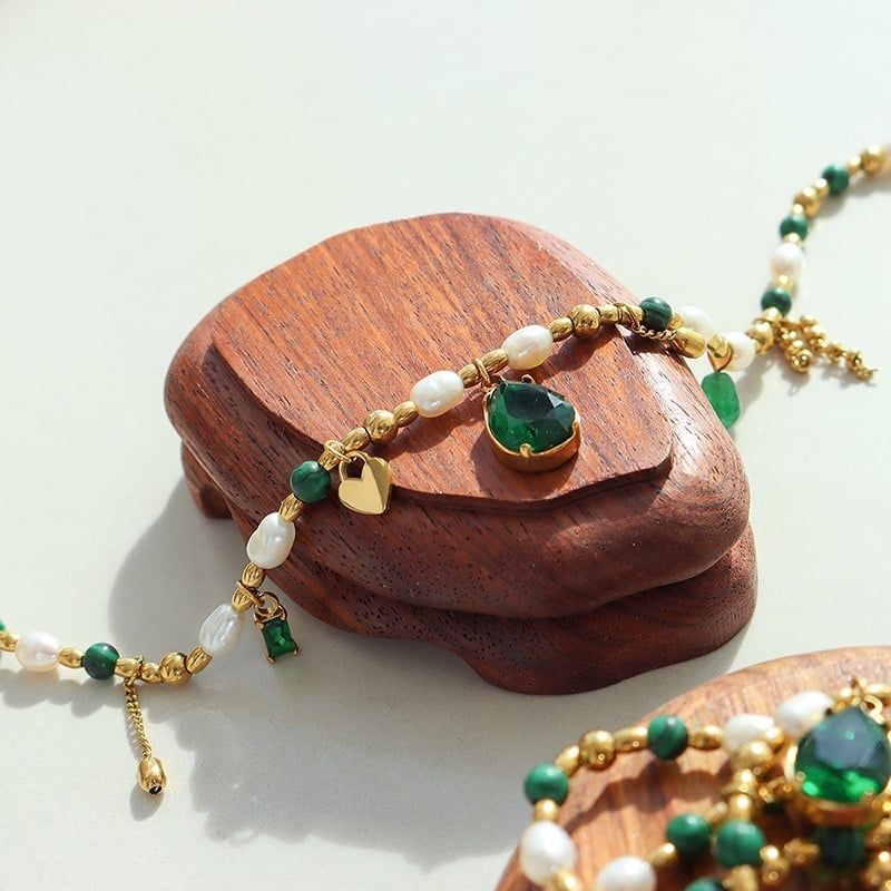 Designer Jewelry Vòng Cổ Ngọc Trai Đính Cham và Ngọc Lam Phong Cách Âu Mỹ Lạ Mắt MADAME HIEN PEARLS CG039