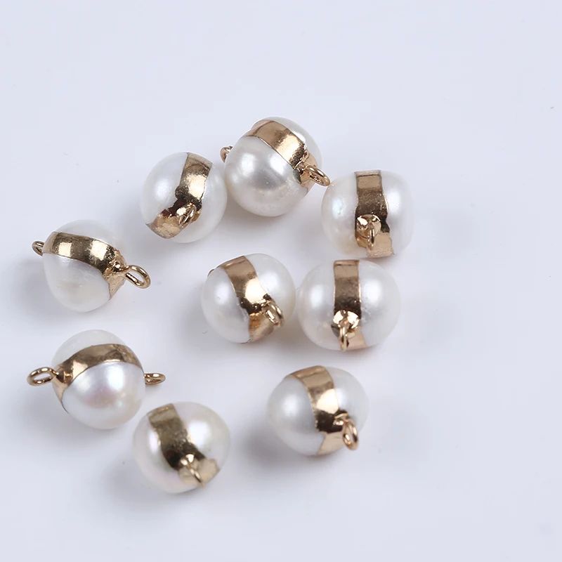 Hạt Ngọc Trai Tự Nhiên Nhiều Hình Dạng cẩn kim loại làm DIY Móc Vòng Tay, Vòng Cổ Nữ Trang PKM001S