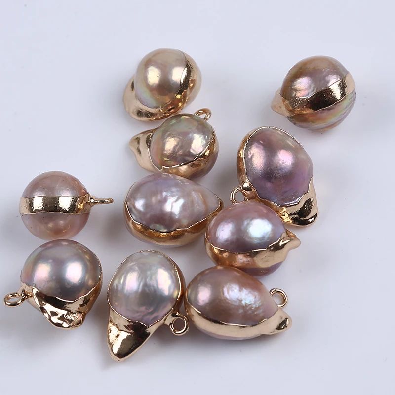 Hạt Ngọc Trai Tự Nhiên Nhiều Hình Dạng cẩn kim loại làm DIY Móc Vòng Tay, Vòng Cổ Nữ Trang PKM001S