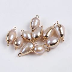 Hạt Ngọc Trai Tự Nhiên Nhiều Hình Dạng cẩn kim loại làm DIY Móc Vòng Tay, Vòng Cổ Nữ Trang PKM001S