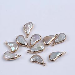 Hạt Ngọc Trai Tự Nhiên Nhiều Hình Dạng cẩn kim loại làm DIY Móc Vòng Tay, Vòng Cổ Nữ Trang PKM001S