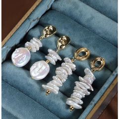 Designer Jewelry Bông Tai Thiết Kế Mix Hai Loại Ngọc Trai Dị Tự Nhiên MADAME HIEN PEARLS Thời Trang Pháp BTB026D