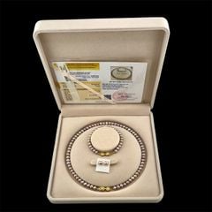 (Kèm kiểm định) Bộ Set Ngọc Trai Vòng cổ, Vòng Tay và Bông tai Tự Nhiên Khoá Nơ Xinh Xắn MADAME HIEN PEARLS Cho Nữ SCT035
