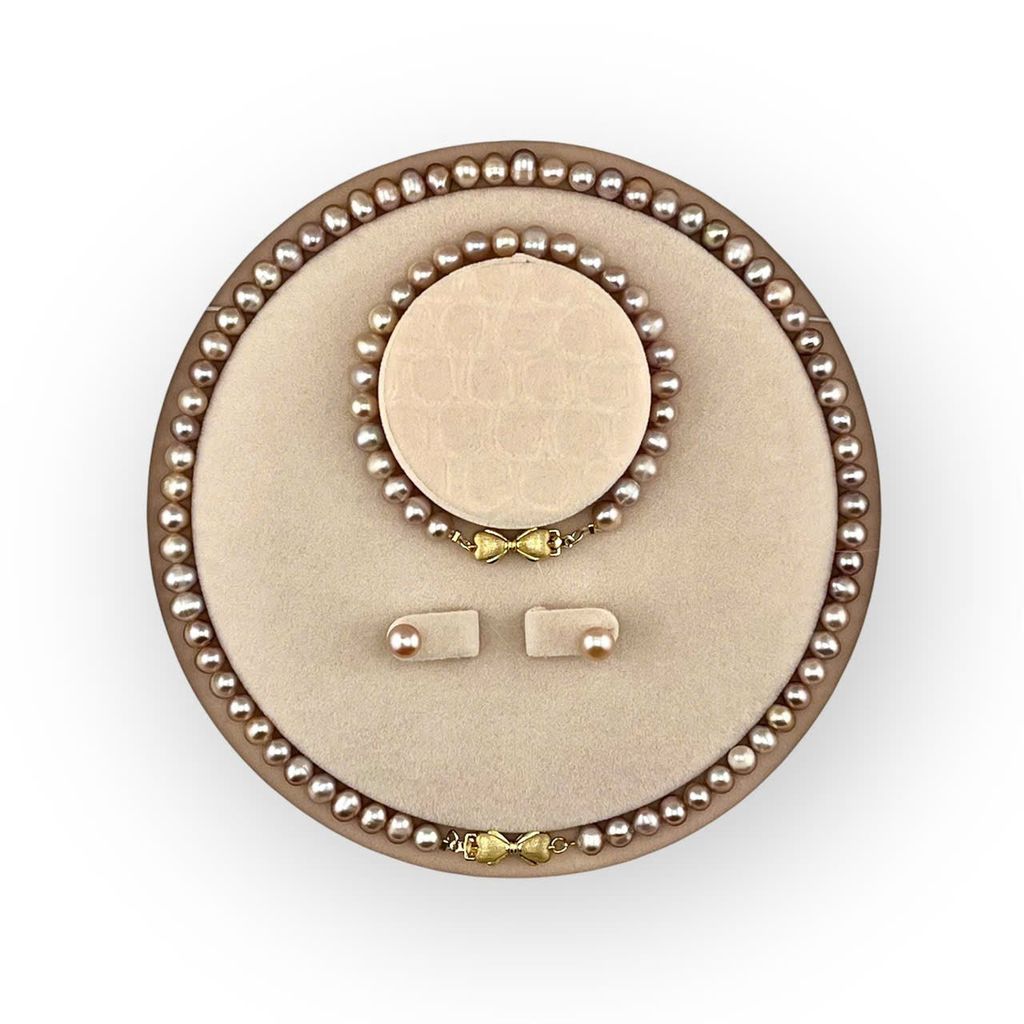 (Kèm kiểm định) Bộ Set Ngọc Trai Vòng cổ, Vòng Tay và Bông tai Tự Nhiên Khoá Nơ Xinh Xắn MADAME HIEN PEARLS Cho Nữ SCT035