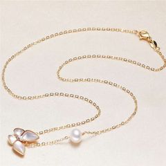 Set Trang Sức Gồm Vòng Cổ và Vòng tay Đính Ngọc Trai Tự Nhiên Và Bướm MADAME HIEN PEARL Thời Trang Nữ SCT041
