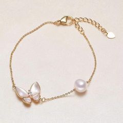 Set Trang Sức Gồm Vòng Cổ và Vòng tay Đính Ngọc Trai Tự Nhiên Và Bướm MADAME HIEN PEARL Thời Trang Nữ SCT041