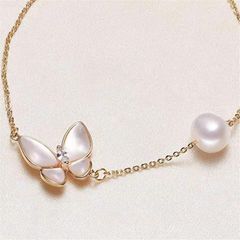 Set Trang Sức Gồm Vòng Cổ và Vòng tay Đính Ngọc Trai Tự Nhiên Và Bướm MADAME HIEN PEARL Thời Trang Nữ SCT041