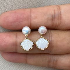 Bông Tai Ngọc Trai Nước Ngọt Sò Biển MADAME HIEN PEARLS Tươi Mới Cho Nữ BTN001