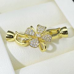 Khóa Cài Mặt Dây Chuyền Hình Hoa 4 Cánh Đính Đá Zircon Mạ Vàng 14K PKKC001B
