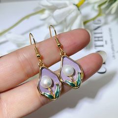 Designer Jewelry Bông Tai Kim Bạc s925 Tua Rua Tranh Sơn Dầu Nghệ Thuật Đính Ngọc Trai Tự Nhiên MADAME HIEN PEARLS BTN209
