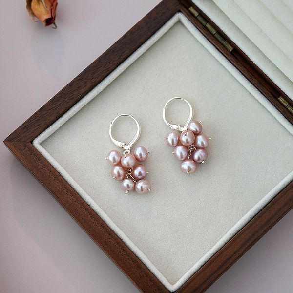 Bông Tai Ngọc Trai Tự Nhiên Khoá Tròn Đính Ngọc Trai Kiểu Chùm Nho MADAME HIEN PEARLS Cho Nữ BTN230