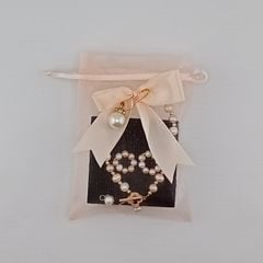 Túi voan dây ruy băng rút có nơ kích thước 10x12 cm bao bì trang sức hạt trai PKG001