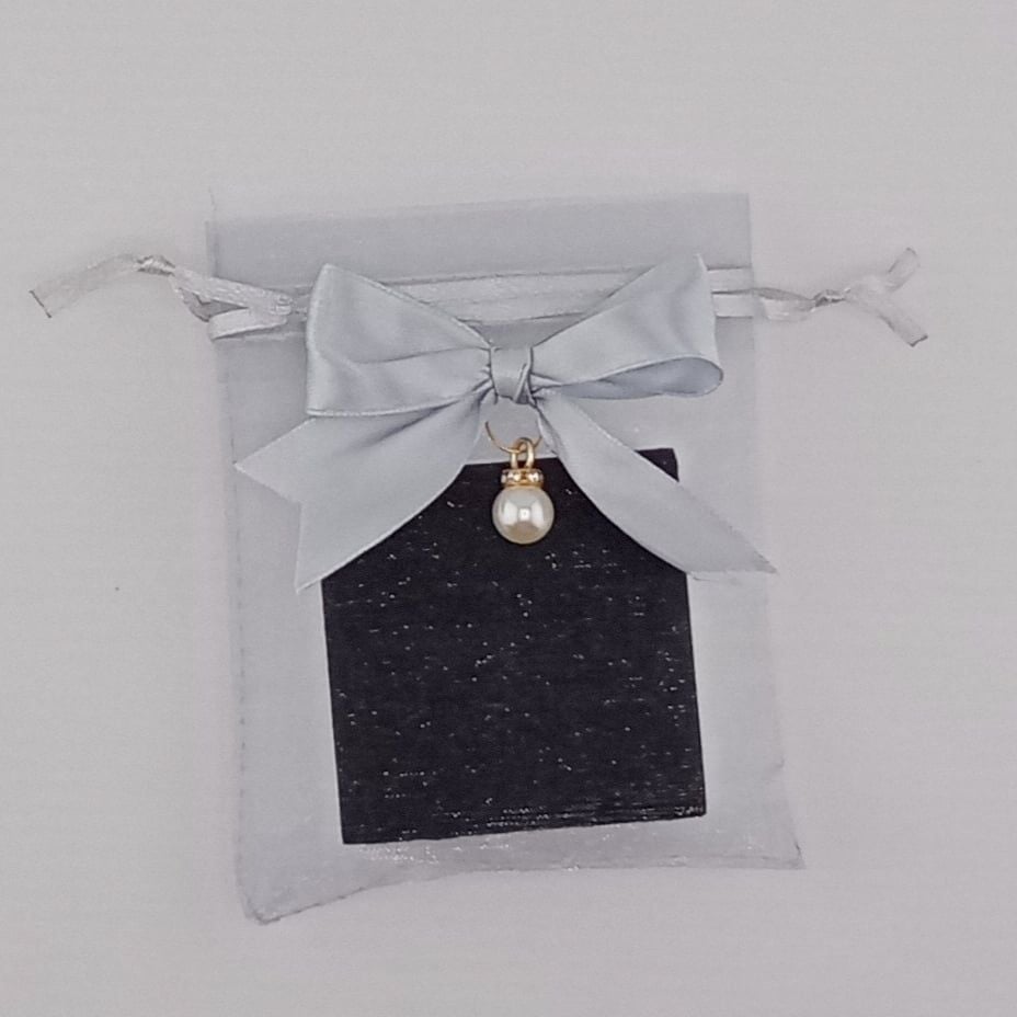 Túi voan dây ruy băng rút có nơ kích thước 10x12 cm bao bì trang sức hạt trai PKG001