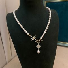 Vòng Cổ Ngọc Trai Hạt Gạo 5-6mm Khoá OT Ngôi Sao Hoa Băng Tuyết MADAME HIEN PEARLS Cho Nữ CG052