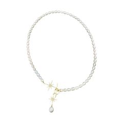 Vòng Cổ Ngọc Trai Hạt Gạo 5-6mm Khoá OT Ngôi Sao Hoa Băng Tuyết MADAME HIEN PEARLS Cho Nữ CG052