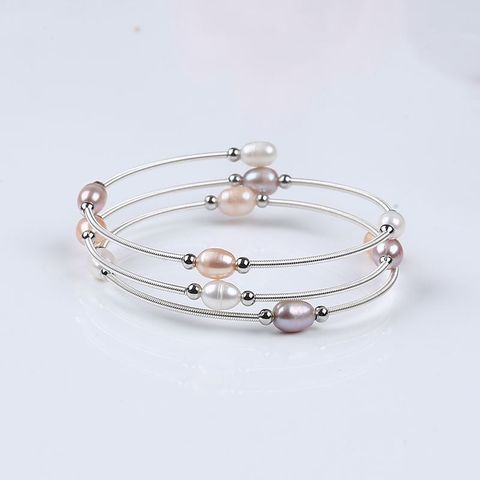 Vòng Đeo Tay Ba Vòng Tròn Đính Ngọc Trai Đa Sắc MADAME HIEN PEARLS