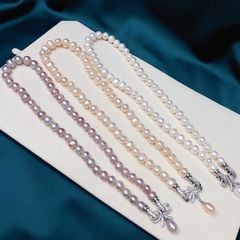 Vòng Cổ Ngọc Trai Tự Nhiên Khoá Nơ Đính Mặt Tua Rua Ngọc Trai Giọt Nước MADAME HIEN PEARLS Cho Nữ CT047