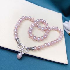 Vòng Cổ Ngọc Trai Tự Nhiên Khoá Nơ Đính Mặt Tua Rua Ngọc Trai Giọt Nước MADAME HIEN PEARLS Cho Nữ CT047