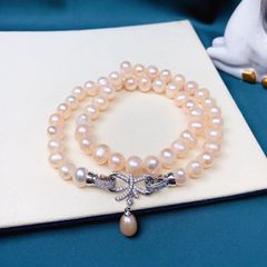 Vòng Cổ Ngọc Trai Tự Nhiên Khoá Nơ Đính Mặt Tua Rua Ngọc Trai Giọt Nước MADAME HIEN PEARLS Cho Nữ CT047