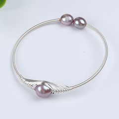 Vòng Tay Ngọc Trai Còng Cứng Quấn Dây Bạc Mạ Vàng Mặt Quấn 1 Hạt MADAME HIEN PEARLS Unisex Nam Nữ VTT107