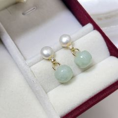Bông Tai Mặt Hạt Ngọc Trai Tự Nhiên Tua Rua Hạt Cẩm Thạch Tròn Xinh Xắn MADAME HIEN PEARLS Cho Nữ BTN273