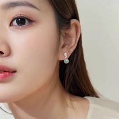 Bông Tai Mặt Hạt Ngọc Trai Tự Nhiên Tua Rua Hạt Cẩm Thạch Tròn Xinh Xắn MADAME HIEN PEARLS Cho Nữ BTN273