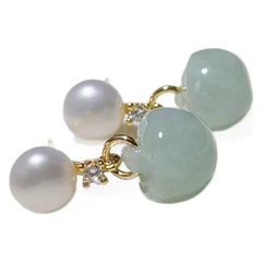 Bông Tai Mặt Hạt Ngọc Trai Tự Nhiên Tua Rua Hạt Cẩm Thạch Tròn Xinh Xắn MADAME HIEN PEARLS Cho Nữ BTN273