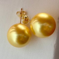 Bông Tai Nụ Màu Vàng South Sea Kích Thước Khủng 16mm Chui Vàng thật 14K YM005V