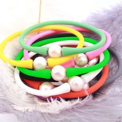 Vòng Tay Cao Su Silicone Đa Sắc Giải Trí Vui Nhộn Phối Hạt Ngọc Trai To MADAME HIEN PEARLS Unisex Nam Nữ VTT056