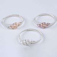 Vòng Tay Gọng Hở Đính Ngọc Trai Giọt Nước Kiểu Còng Cứng Đính Ngọc Trai MADAME HIEN PEARL Thời Trang Freesize VTG004MB