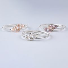 Vòng Tay Gọng Hở Đính Ngọc Trai Giọt Nước Kiểu Còng Cứng Đính Ngọc Trai MADAME HIEN PEARL Thời Trang Freesize VTG004MB