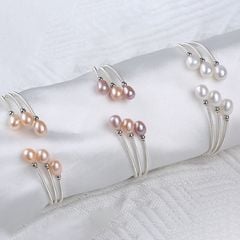 Vòng Tay Gọng Hở Đính Ngọc Trai Giọt Nước Kiểu Còng Cứng Đính Ngọc Trai MADAME HIEN PEARL Thời Trang Freesize VTG004MB