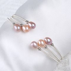Vòng Tay Gọng Hở Đính Ngọc Trai Giọt Nước Kiểu Còng Cứng Đính Ngọc Trai MADAME HIEN PEARL Thời Trang Freesize VTG004MB
