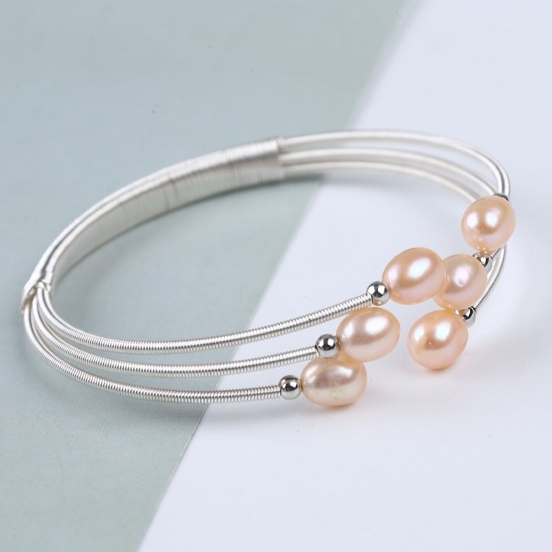 Vòng Tay Gọng Hở Đính Ngọc Trai Giọt Nước Kiểu Còng Cứng Đính Ngọc Trai MADAME HIEN PEARL Thời Trang Freesize VTG004MB